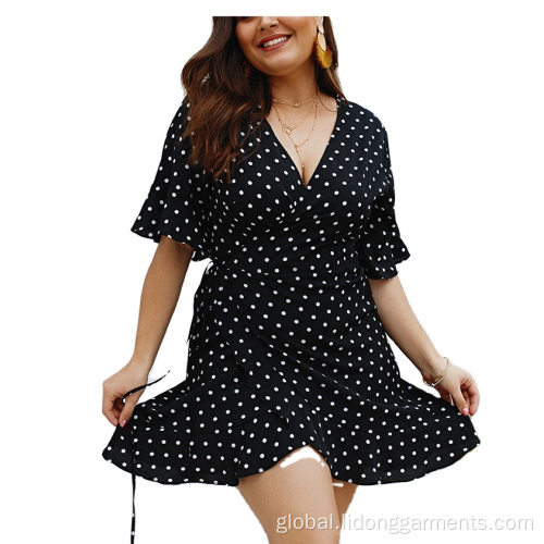 Comfortable Breathable Sweater Trumpet Sleeve Casual Plus Size Wrap Ruffles dresses Supplier